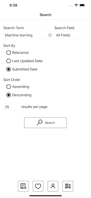 The search screen